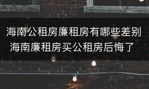 海南公租房廉租房有哪些差别 海南廉租房买公租房后悔了