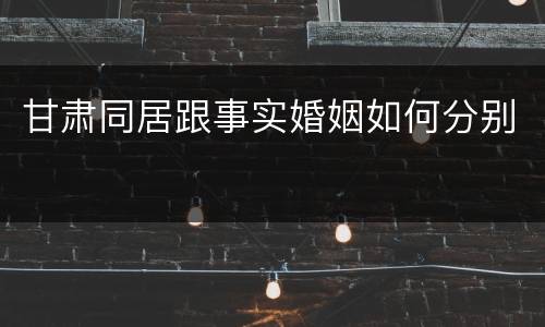 甘肃同居跟事实婚姻如何分别