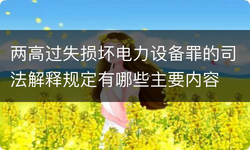 两高过失损坏电力设备罪的司法解释规定有哪些主要内容