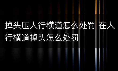 掉头压人行横道怎么处罚 在人行横道掉头怎么处罚