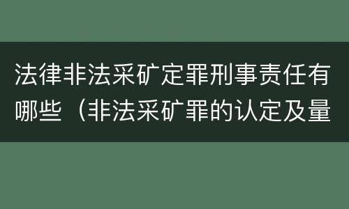 法律非法采矿定罪刑事责任有哪些（非法采矿罪的认定及量刑标准）