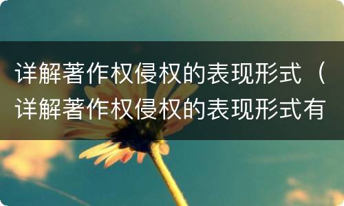 详解著作权侵权的表现形式（详解著作权侵权的表现形式有）