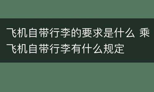 飞机自带行李的要求是什么 乘飞机自带行李有什么规定