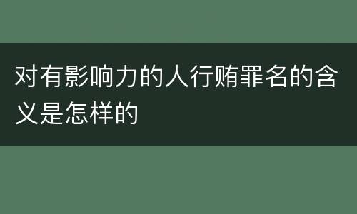 对有影响力的人行贿罪名的含义是怎样的