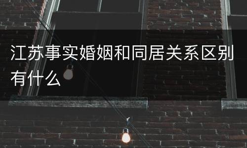 江苏事实婚姻和同居关系区别有什么