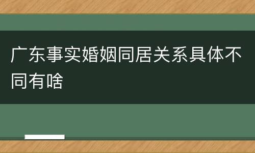 广东事实婚姻同居关系具体不同有啥