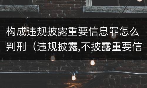 构成违规披露重要信息罪怎么判刑（违规披露,不披露重要信息罪）