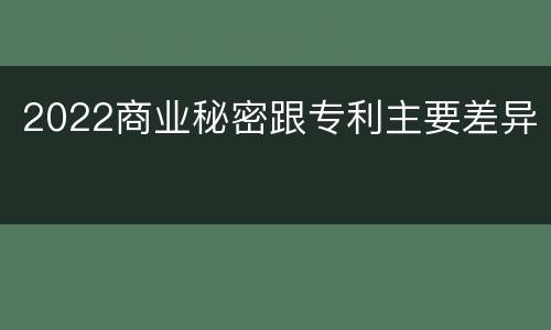 2022商业秘密跟专利主要差异