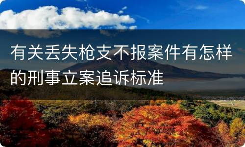 有关丢失枪支不报案件有怎样的刑事立案追诉标准