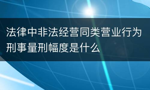 法律中非法经营同类营业行为刑事量刑幅度是什么