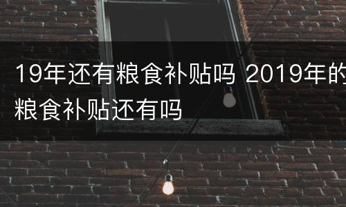 19年还有粮食补贴吗 2019年的粮食补贴还有吗