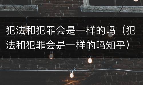 犯法和犯罪会是一样的吗（犯法和犯罪会是一样的吗知乎）