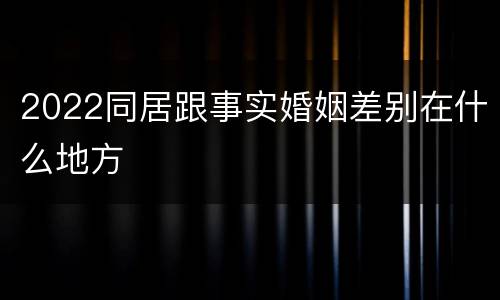 2022同居跟事实婚姻差别在什么地方