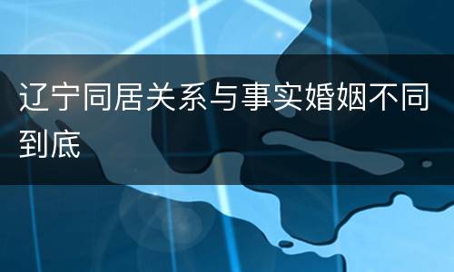 辽宁同居关系与事实婚姻不同到底