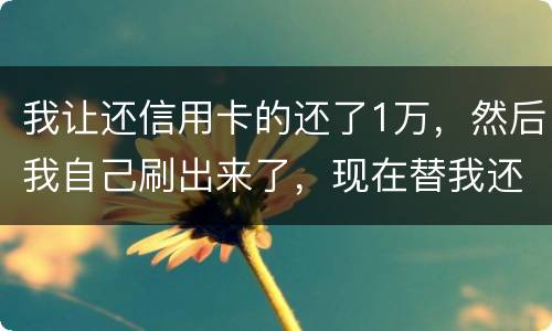我让还信用卡的还了1万，然后我自己刷出来了，现在替我还卡的报警了，我该怎么办，