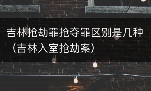 吉林抢劫罪抢夺罪区别是几种（吉林入室抢劫案）