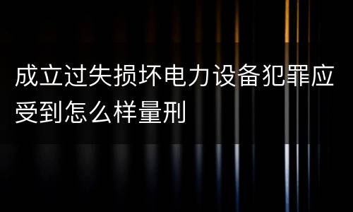 成立过失损坏电力设备犯罪应受到怎么样量刑