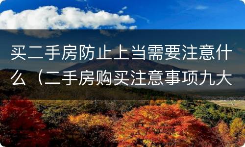 买二手房防止上当需要注意什么（二手房购买注意事项九大陷阱）