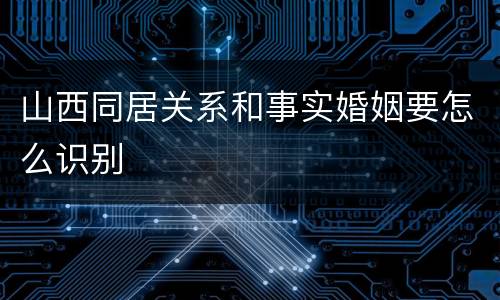 山西同居关系和事实婚姻要怎么识别