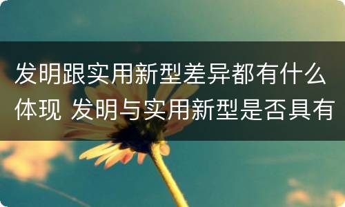 发明跟实用新型差异都有什么体现 发明与实用新型是否具有实用性