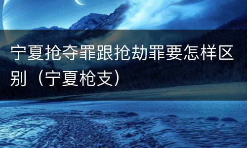 宁夏抢夺罪跟抢劫罪要怎样区别（宁夏枪支）