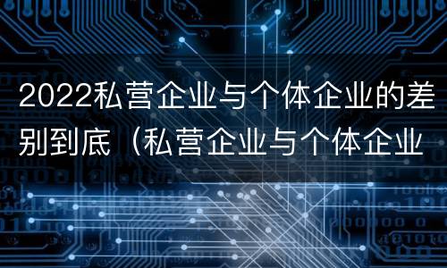 2022私营企业与个体企业的差别到底（私营企业与个体企业的区别）