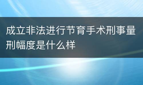 成立非法进行节育手术刑事量刑幅度是什么样