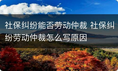 社保纠纷能否劳动仲裁 社保纠纷劳动仲裁怎么写原因