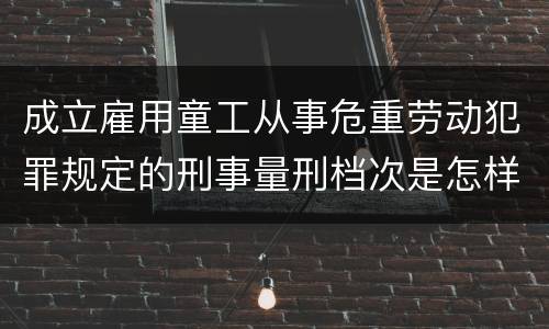 成立雇用童工从事危重劳动犯罪规定的刑事量刑档次是怎样的