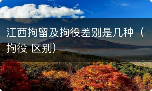 江西拘留及拘役差别是几种（拘役 区别）