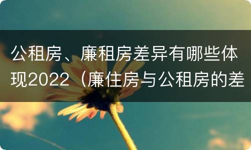 公租房、廉租房差异有哪些体现2022（廉住房与公租房的差别）