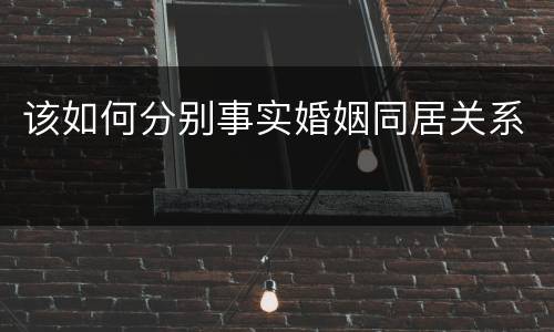该如何分别事实婚姻同居关系