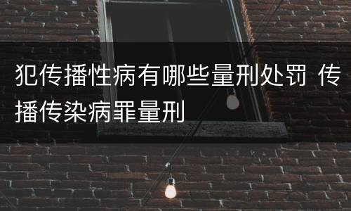 犯传播性病有哪些量刑处罚 传播传染病罪量刑