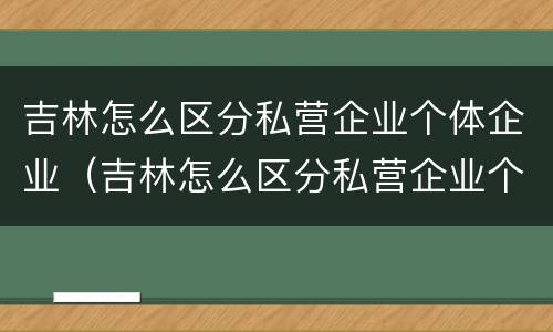 吉林怎么区分私营企业个体企业（吉林怎么区分私营企业个体企业和公司）