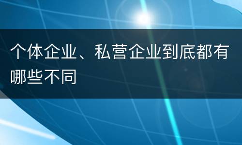 个体企业、私营企业到底都有哪些不同
