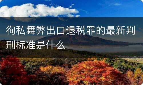 徇私舞弊出口退税罪的最新判刑标准是什么