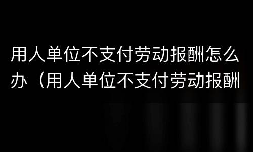 用人单位不支付劳动报酬怎么办（用人单位不支付劳动报酬怎么办理）