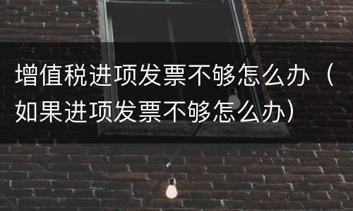 增值税进项发票不够怎么办（如果进项发票不够怎么办）