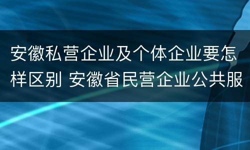 安徽私营企业及个体企业要怎样区别 安徽省民营企业公共服务平台