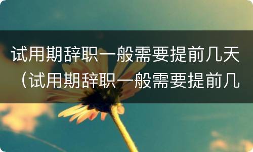 试用期辞职一般需要提前几天（试用期辞职一般需要提前几天申请）