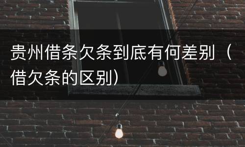 贵州借条欠条到底有何差别（借欠条的区别）