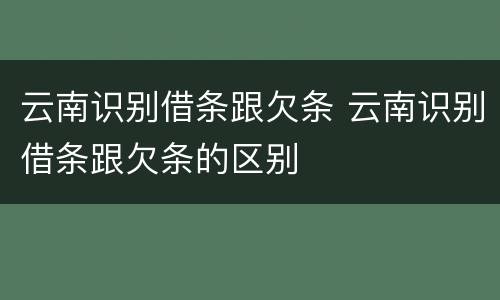 云南识别借条跟欠条 云南识别借条跟欠条的区别