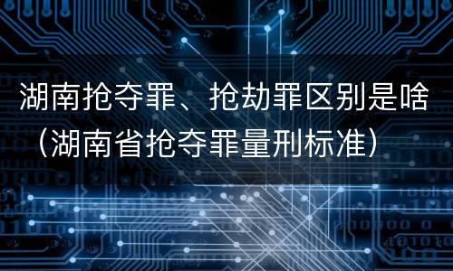 湖南抢夺罪、抢劫罪区别是啥（湖南省抢夺罪量刑标准）
