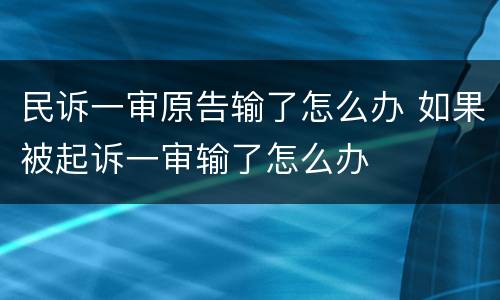民诉一审原告输了怎么办 如果被起诉一审输了怎么办