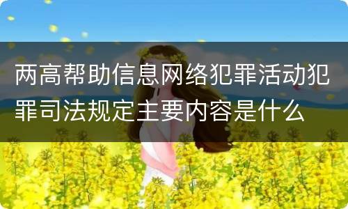 两高帮助信息网络犯罪活动犯罪司法规定主要内容是什么