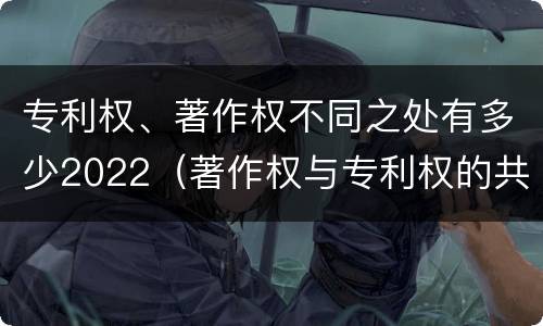 专利权、著作权不同之处有多少2022（著作权与专利权的共性有）