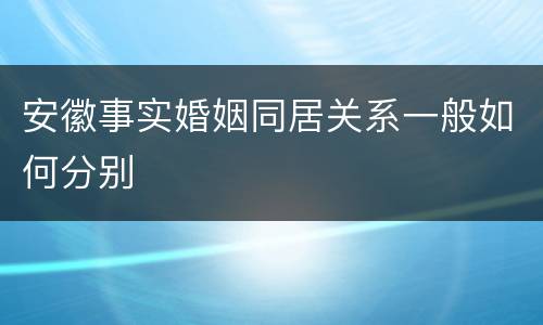 安徽事实婚姻同居关系一般如何分别
