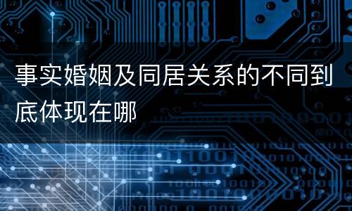事实婚姻及同居关系的不同到底体现在哪