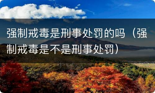 强制戒毒是刑事处罚的吗（强制戒毒是不是刑事处罚）
