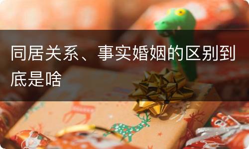 同居关系、事实婚姻的区别到底是啥
